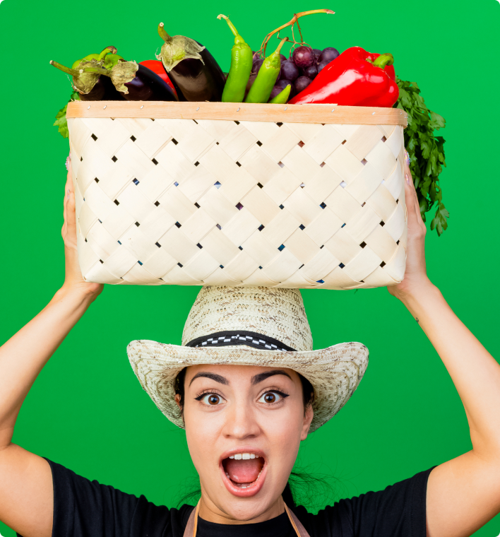 Woman with basket of produce on her head